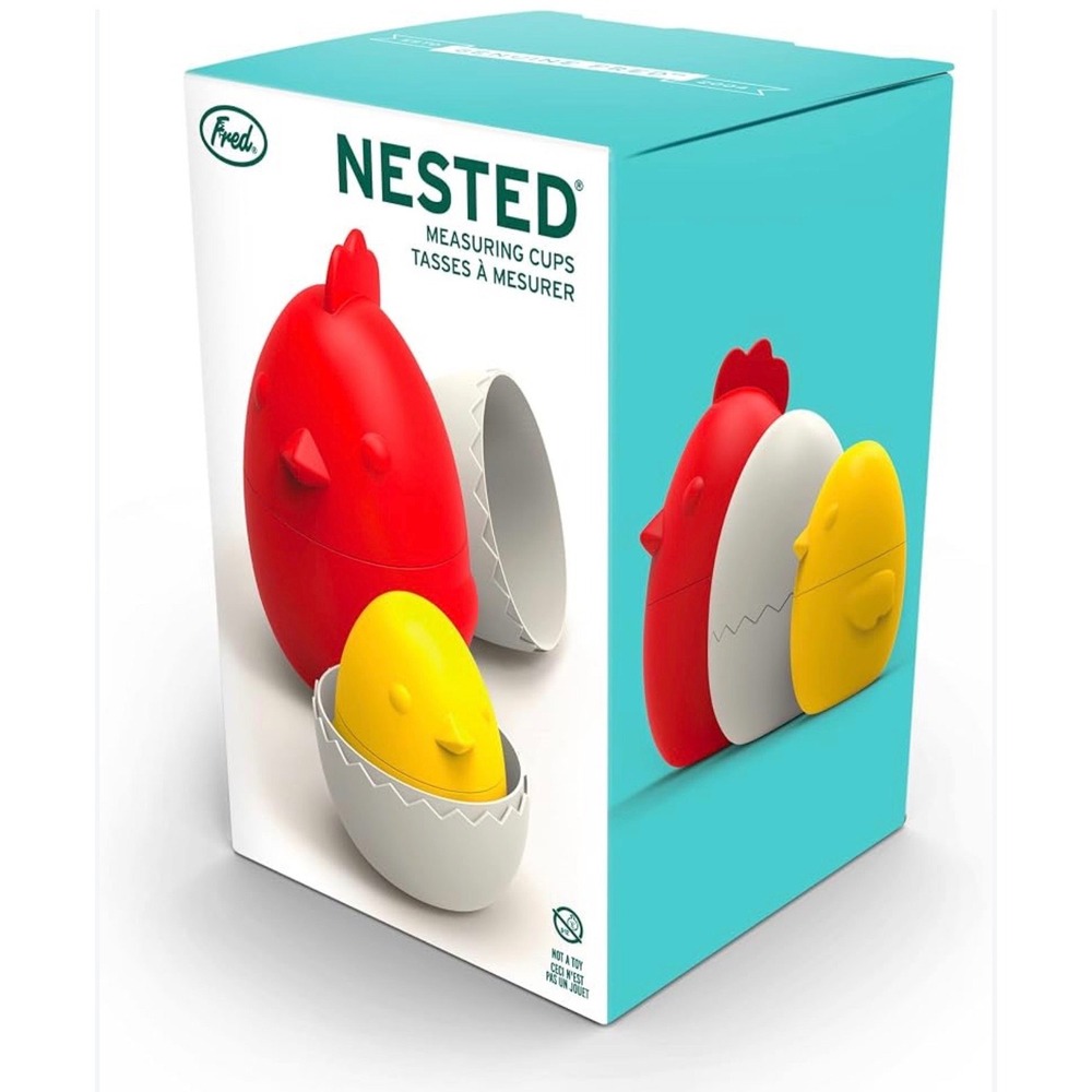 Genuine Fred Nested Hen and Chick Measuring Cups Set Red White Yellow 5141920
